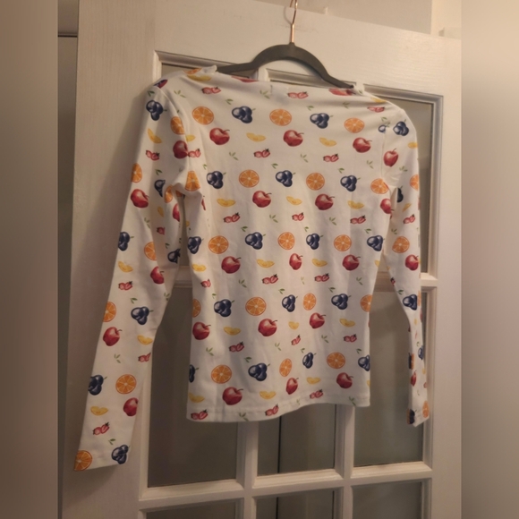 Aleeza Chic Abby Multicolor Fruit Design Long Sleeve Top - Picture 7 of 8